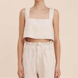 NWOT Posse Crop Linen Top in Natural size M